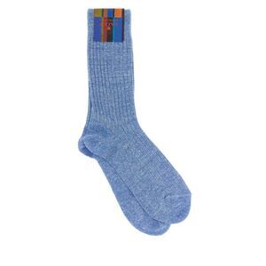 Gallo Men Melange Light Blue Stretch Linen Blend Socks